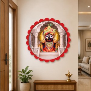 Lord Jagannath Wall Hanging Photo Frame | 8 Inch Round Floral Design With Golden Hanging Chain | Decorative Religious Wall Decor For Home, Office, Temple & Pooja Room (F21978) Lord Jagannath Wall Hanging Photo Frame | 8 Inch Round Floral Design With Golden Hanging Chain | Decorative Religious Wall Decor For Home, Office, Temple & Pooja Room (F21978)