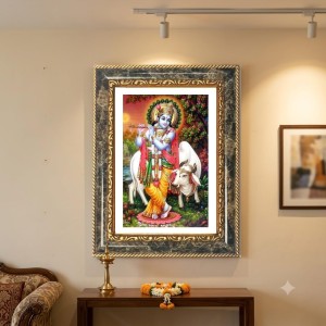 Krishna Decorative Photo Frame With White Mount | Premium Wall & Tabletop Picture Frame | Home, Office & Temple Decoration | 8x12 Inch (Pack Of 1) (F32479) Krishna Decorative Photo Frame With White Mount | Premium Wall & Tabletop Picture Frame | Home, Office & Temple Decoration | 8x12 Inch (Pack Of 1) (F32479)