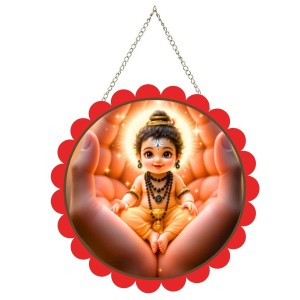 Bal Mahadev Wall Hanging Photo Frame | 8 Inch Round Floral Design With Golden Hanging Chain | Decorative Religious Wall Decor For Home, Office, Temple & Pooja Room (F21971) Bal Mahadev Wall Hanging Photo Frame | 8 Inch Round Floral Design With Golden Hanging Chain | Decorative Religious Wall Decor For Home, Office, Temple & Pooja Room (F21971)