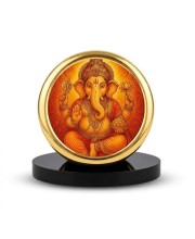Car Dashboard/Table Top Lord Ganeshaa Metal Golden Photo Stand 2x2 Inches, Compact & Stylish Spiritual Display For Car, Home & Office (Pack Of 1) (F24779)