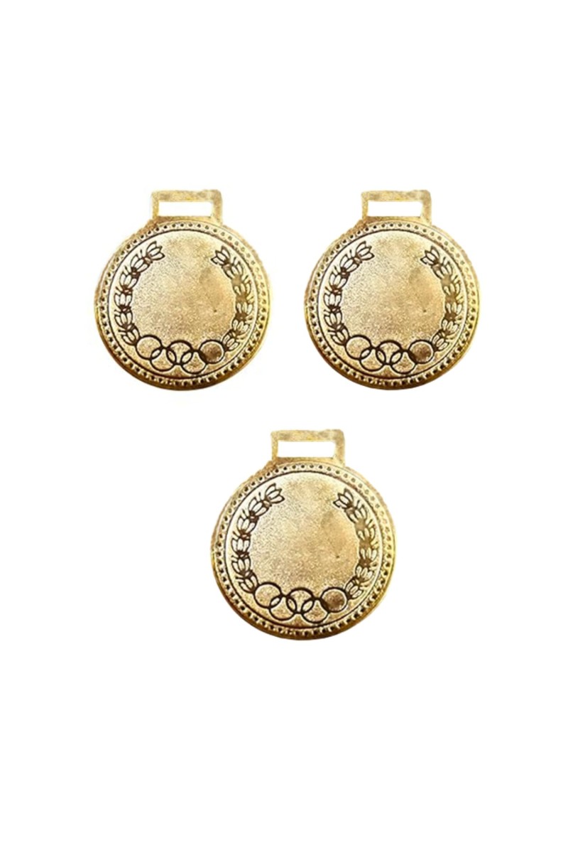 Gold Winner Medal for Sports & Competitions | Metallic Award Medal for School, Event, Games & Achievement Ceremony | Gold Finish Hanging Medal for Kids & Adults (Pack of 3)