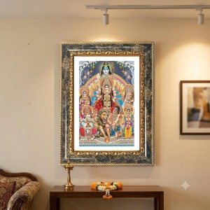(Durga Parivar) And Lord Shiva Decorative Photo Frame With White Mount | Premium Wall & Tabletop Picture Frame | Home, Office & Temple Decoration | 8x12 Inch (Pack Of 1) (F31221) (Durga Parivar) And Lord Shiva Decorative Photo Frame With White Mount | Premium Wall & Tabletop Picture Frame | Home, Office & Temple Decoration | 8x12 Inch (Pack Of 1) (F31221)