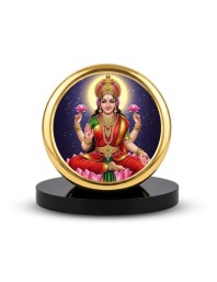 Car Dashboard/Table Top Goddess Lakshmi Metal Golden Photo Stand 2x2 Inches, Compact & Stylish Spiritual Display For Car, Home & Office (Pack Of 1) (F24670)