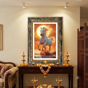 Horse Decorative Photo Frame With White Mount | Premium Wall & Tabletop Picture Frame | Home, Office & Temple Decoration | 8x12 Inch (Pack Of 1) (F32533)