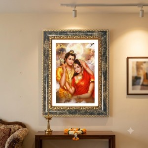 Lord Ram And Sita Decorative Photo Frame With White Mount | Premium Wall & Tabletop Picture Frame | Home, Office & Temple Decoration | 8x12 Inch (Pack Of 1) (F32514) Lord Ram And Sita Decorative Photo Frame With White Mount | Premium Wall & Tabletop Picture Frame | Home, Office & Temple Decoration | 8x12 Inch (Pack Of 1) (F32514)