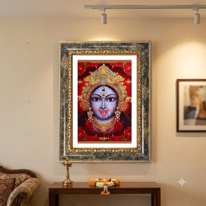Goddess Kali Decorative Photo Frame With White Mount | Premium Wall & Tabletop Picture Frame | Home, Office & Temple Decoration | 8x12 Inch (Pack Of 1) (F31218)