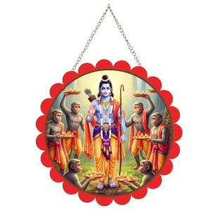 Lord Rama With Vanara Sena Wall Hanging Photo Frame | 8 Inch Round Floral Design With Golden Hanging Chain | Decorative Religious Wall Decor For Home, Office, Temple & Pooja Room (F22024) Lord Rama With Vanara Sena Wall Hanging Photo Frame | 8 Inch Round Floral Design With Golden Hanging Chain | Decorative Religious Wall Decor For Home, Office, Temple & Pooja Room (F22024)