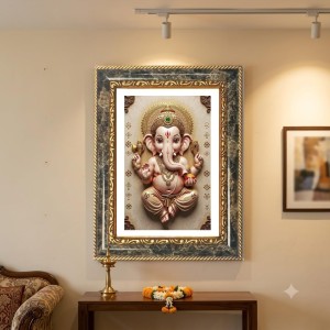 Cubist-style Depiction Of The Madonna And Child (the Virgin Mary Holding The Infant Jesus) Decorative Photo Frame With White Mount | Premium Wall & Tabletop Picture Frame | Home, Office & Temple Decor