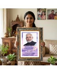 Narendra Modi Decorative Photo Frame With White Mount | Premium Wall & Tabletop Picture Frame | Home, Office & Temple Decoration | 10x14 Inch (Pack Of 1) (F31539)