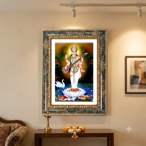 Saraswati Decorative Photo Frame With White Mount | Premium Wall & Tabletop Picture Frame | Home, Office & Temple Decoration | 10x14 Inch (Pack Of 1) (F31528)