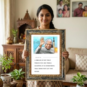 Abdul Kalam Decorative Photo Frame With White Mount | Premium Wall & Tabletop Picture Frame | Home, Office & Temple Decoration | 8x12 Inch (Pack Of 1) (F32542)