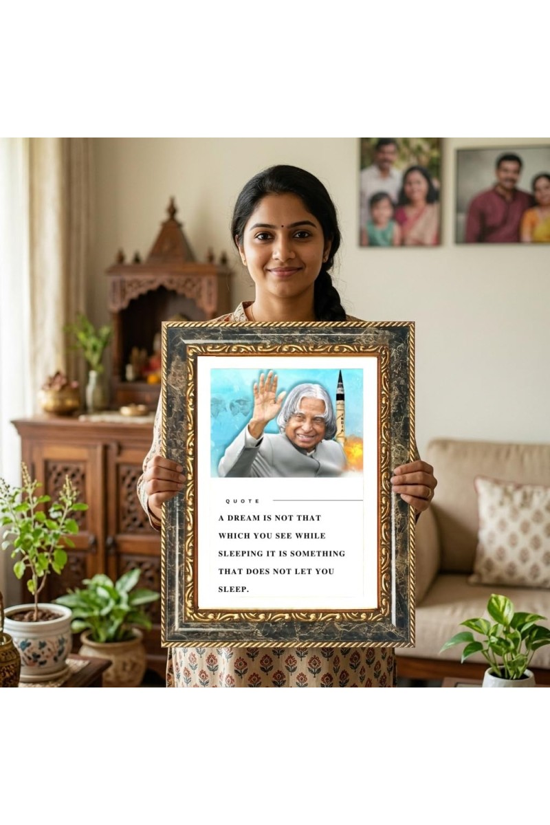Abdul Kalam Decorative Photo Frame With White Mount | Premium Wall & Tabletop Picture Frame | Home, Office & Temple Decoration | 8x12 Inch (Pack Of 1) (F32542)