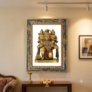 Hanuman Decorative Photo Frame With White Mount | Premium Wall & Tabletop Picture Frame | Home, Office & Temple Decoration | 8x12 Inch (Pack Of 1) (F33118)
