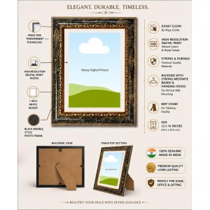 Ram And Sita Decorative Photo Frame With White Mount | Premium Wall & Tabletop Picture Frame | Home, Office & Temple Decoration | 12x16 Inch (Pack Of 1) (F32637)