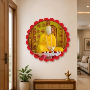Ramakrishna Paramahamsa Wall Hanging Photo Frame | 8 Inch Round Floral Design With Golden Hanging Chain | Decorative Religious Wall Decor For Home, Office, Temple & Pooja Room (F21735) Ramakrishna Paramahamsa Wall Hanging Photo Frame | 8 Inch Round Floral Design With Golden Hanging Chain | Decorative Religious Wall Decor For Home, Office, Temple & Pooja Room (F21735)