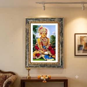 Bal Krishna Decorative Photo Frame With White Mount | Premium Wall & Tabletop Picture Frame | Home, Office & Temple Decoration | 10x14 Inch (Pack Of 1) (F32557)