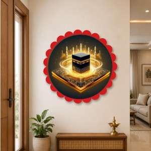 Mucca Masid Wall Hanging Photo Frame | 8 Inch Round Floral Design With Golden Hanging Chain | Decorative Religious Wall Decor For Home, Office, Temple & Pooja Room (F22184) Mucca Masid Wall Hanging Photo Frame | 8 Inch Round Floral Design With Golden Hanging Chain | Decorative Religious Wall Decor For Home, Office, Temple & Pooja Room (F22184)