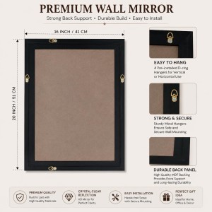 Acrylic Wall Mirror with Black Frame | Lightweight Shatter-Resistant Decorative Mirror for Entryway, Living Room, Bedroom & Bathroom | Durable, Clear Reflection | Wall Mounted Home Décor Acrylic Wall Mirror with Black Frame | Lightweight Shatter-Resistant Decorative Mirror for Entryway, Living Room, Bedroom & Bathroom | Durable, Clear Reflection | Wall Mounted Home Décor