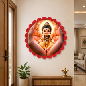 Bal Mahadev Wall Hanging Photo Frame | 8 Inch Round Floral Design With Golden Hanging Chain | Decorative Religious Wall Decor For Home, Office, Temple & Pooja Room (F21971) Bal Mahadev Wall Hanging Photo Frame | 8 Inch Round Floral Design With Golden Hanging Chain | Decorative Religious Wall Decor For Home, Office, Temple & Pooja Room (F21971)