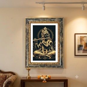 Krishna Decorative Photo Frame With White Mount | Premium Wall & Tabletop Picture Frame | Home, Office & Temple Decoration | 8x12 Inch (Pack Of 1) (F33170)