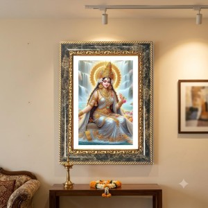 Saraswati Decorative Photo Frame With White Mount | Premium Wall & Tabletop Picture Frame | Home, Office & Temple Decoration | 8x12 Inch (Pack Of 1) (F31474)