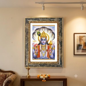 Krishna Decorative Photo Frame With White Mount | Premium Wall & Tabletop Picture Frame | Home, Office & Temple Decoration | 12x16 Inch (Pack Of 1) (F32366)