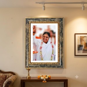 Mata Amritanandamayi Decorative Photo Frame With White Mount | Premium Wall & Tabletop Picture Frame | Home, Office & Temple Decoration | 10x14 Inch (Pack Of 1) (F33174)