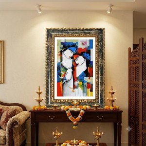 Abstract Birds Art Decorative Photo Frame With White Mount | Premium Wall & Tabletop Picture Frame | Home, Office & Temple Decoration | 10x14 Inch (Pack Of 1) (F32985)