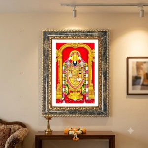 Lord Venkateswara Decorative Photo Frame With White Mount | Premium Wall & Tabletop Picture Frame | Home, Office & Temple Decoration | 8x12 Inch (Pack Of 1) (F32987)