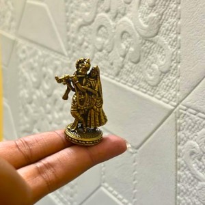 Mini Brass Murti Idol for Home DÃ©cor & Meditation | Handmade Antique Finish Brass Statue for Pooja Room, Office Desk & Spiritual Gift | Small Decorative Showpiece (Radha Krishna)