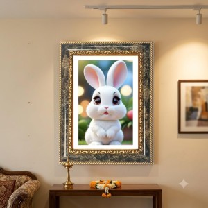 Rabbit Decorative Photo Frame With White Mount | Premium Wall & Tabletop Picture Frame | Home, Office & Temple Decoration | 10x14 Inch (Pack Of 1) (F31284)