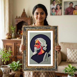 Poet Portrait Art Decorative Photo Frame With White Mount | Premium Wall & Tabletop Picture Frame | Home, Office & Temple Decoration | 8x12 Inch (Pack Of 1) (F32986)