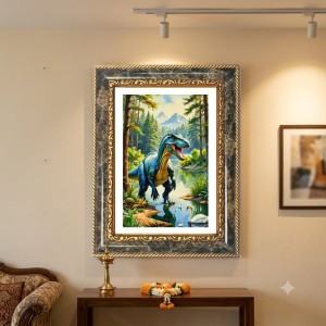 Dinosaur In Jungle Decorative Photo Frame With White Mount | Premium Wall & Tabletop Picture Frame | Home, Office & Temple Decoration | 8x12 Inch (Pack Of 1) (F31389) Dinosaur In Jungle Decorative Photo Frame With White Mount | Premium Wall & Tabletop Picture Frame | Home, Office & Temple Decoration | 8x12 Inch (Pack Of 1) (F31389)