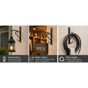 Heavy Duty Wall Mount Plant Hanger Hooks (Pack of 2) | Metal Hanging Basket Brackets for Flower Pots, Lanterns, Bird Feeders & Outdoor Garden DÃ©cor