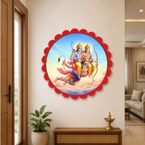 Lord Rama And Lakshmana And And Hanuman Wall Hanging Photo Frame | 8 Inch Round Floral Design With Golden Hanging Chain | Decorative Religious Wall Decor For Home, Office, Temple & Pooja Room (F21952) Lord Rama And Lakshmana And And Hanuman Wall Hanging Photo Frame | 8 Inch Round Floral Design With Golden Hanging Chain | Decorative Religious Wall Decor For Home, Office, Temple & Pooja Room (F21952)