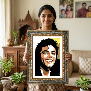Pop Singer Art Decorative Photo Frame With White Mount | Premium Wall & Tabletop Picture Frame | Home, Office & Temple Decoration | 10x14 Inch (Pack Of 1) (F33008)
