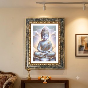Turtle Decorative Photo Frame With White Mount | Premium Wall & Tabletop Picture Frame | Home, Office & Temple Decoration | 12x16 Inch (Pack Of 1) (F31475)