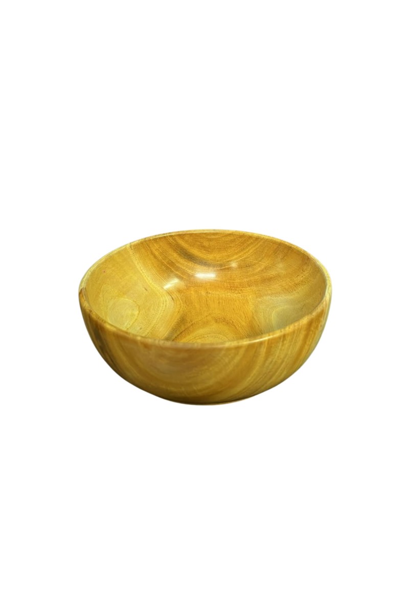 Wooden Bowl for Serving Snacks, Dry Fruits & Salad | Handmade Natural Wood Bowl | Multipurpose Round Serving Bowl for Kitchen, Dining, Fruit, Dessert & Home Decor