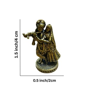Mini Brass Murti Idol for Home DÃ©cor & Meditation | Handmade Antique Finish Brass Statue for Pooja Room, Office Desk & Spiritual Gift | Small Decorative Showpiece (Radha Krishna)
