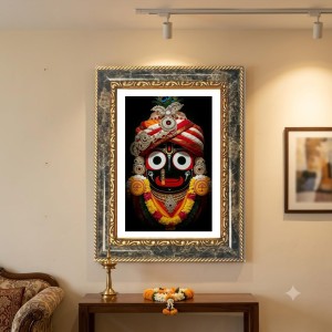 Lord Jagannatha Decorative Photo Frame With White Mount | Premium Wall & Tabletop Picture Frame | Home, Office & Temple Decoration | 10x14 Inch (Pack Of 1) (F33183)