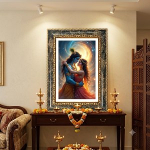 Radhaa Krishna Decorative Photo Frame With White Mount | Premium Wall & Tabletop Picture Frame | Home, Office & Temple Decoration | 12x16 Inch (Pack Of 1) (F33000)