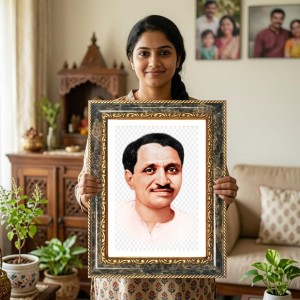 Pandit Deendayal Upadhyaya Decorative Photo Frame With White Mount | Premium Wall & Tabletop Picture Frame | Home, Office & Temple Decoration | 8x12 Inch (Pack Of 1) (F31252)