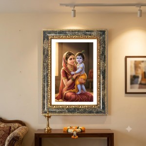 Goddess Yashoda Shri Little Krishna Decorative Photo Frame With White Mount | Premium Wall & Tabletop Picture Frame | Home, Office & Temple Decoration | 8x12 Inch (Pack Of 1) (F32522) Goddess Yashoda Shri Little Krishna Decorative Photo Frame With White Mount | Premium Wall & Tabletop Picture Frame | Home, Office & Temple Decoration | 8x12 Inch (Pack Of 1) (F32522)