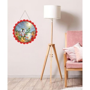 Lord Krishna Wall Hanging Photo Frame | 8 Inch Round Floral Design With Golden Hanging Chain | Decorative Religious Wall Decor For Home, Office, Temple & Pooja Room (F22162) Lord Krishna Wall Hanging Photo Frame | 8 Inch Round Floral Design With Golden Hanging Chain | Decorative Religious Wall Decor For Home, Office, Temple & Pooja Room (F22162)