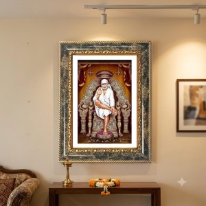 Lord Buddha Decorative Photo Frame With White Mount | Premium Wall & Tabletop Picture Frame | Home, Office & Temple Decoration | 12x16 Inch (Pack Of 1) (F31215)
