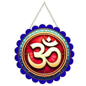 Om Symbol Wall Hanging Photo Frame | 8 Inch Round Floral Design With Golden Hanging Chain | Decorative Religious Wall Decor For Home, Office, Temple & Pooja Room (F22157) Om Symbol Wall Hanging Photo Frame | 8 Inch Round Floral Design With Golden Hanging Chain | Decorative Religious Wall Decor For Home, Office, Temple & Pooja Room (F22157)