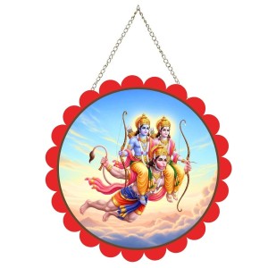 Lord Rama And Lakshmana And And Hanuman Wall Hanging Photo Frame | 8 Inch Round Floral Design With Golden Hanging Chain | Decorative Religious Wall Decor For Home, Office, Temple & Pooja Room (F21952) Lord Rama And Lakshmana And And Hanuman Wall Hanging Photo Frame | 8 Inch Round Floral Design With Golden Hanging Chain | Decorative Religious Wall Decor For Home, Office, Temple & Pooja Room (F21952)