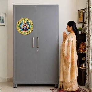 Goddess Durga Fridge Magnet Wooden | Glossy Sublimation Print | 4x4 Inch | Strong Magnet Back | Decorative Magnet for Fridge, Almirah & Temple Decor (F23751)