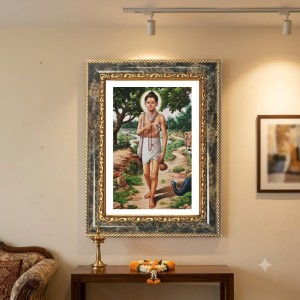 Krishna Decorative Photo Frame With White Mount | Premium Wall & Tabletop Picture Frame | Home, Office & Temple Decoration | 8x12 Inch (Pack Of 1) (F32568)