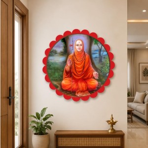 Shree Narasimha Saraswati Swami Wall Hanging Photo Frame | 8 Inch Round Floral Design With Golden Hanging Chain | Decorative Religious Wall Decor For Home, Office, Temple & Pooja Room (F21872) Shree Narasimha Saraswati Swami Wall Hanging Photo Frame | 8 Inch Round Floral Design With Golden Hanging Chain | Decorative Religious Wall Decor For Home, Office, Temple & Pooja Room (F21872)